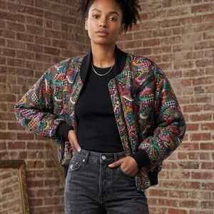 Vintage 80s Skea Paris Vail Embroidered Bomber Ski Jacket Multicolor Size 6